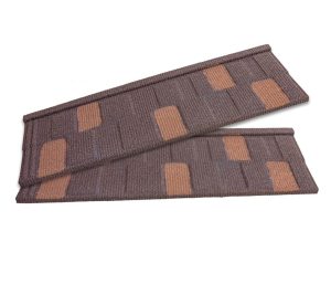 Decra brown shingle with patches roofing tiles
